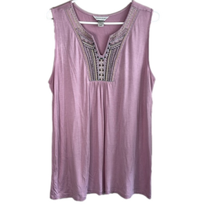 Final price ✨Festival CHRISTOPHER & Banks Lilac Embroidered Tunic Top Sz Large